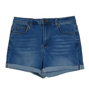 Shein Denim Shorts High Rise Cuffed Jean Shorts Large 28"